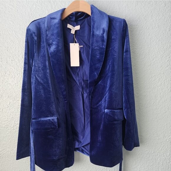 C BY ONE Velvet open front blazer jacket preppy Academia - Picture 7 of 12